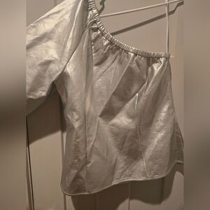 INC International Concepts Metallic Silver Blouse